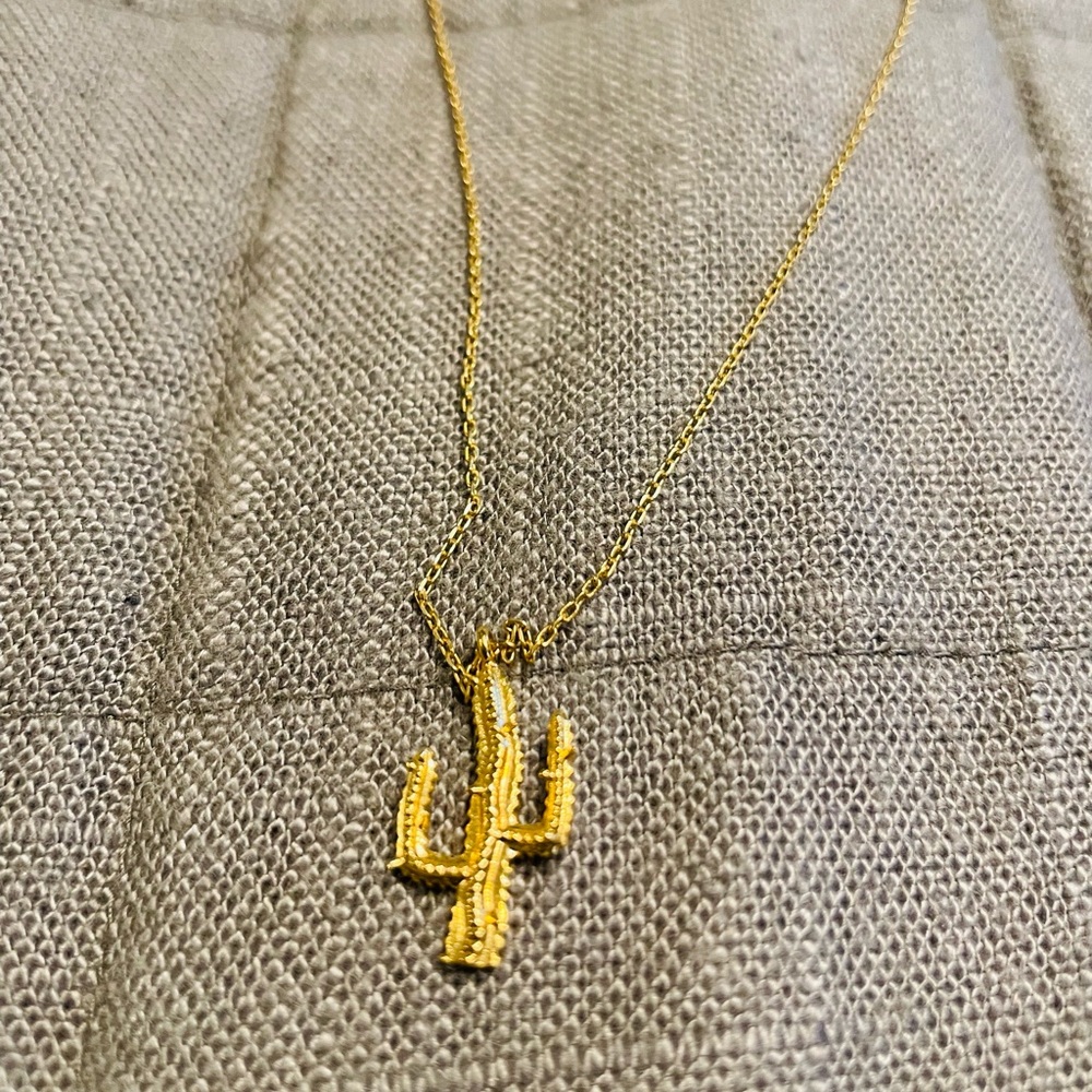 Gold Cactus Charm Necklace